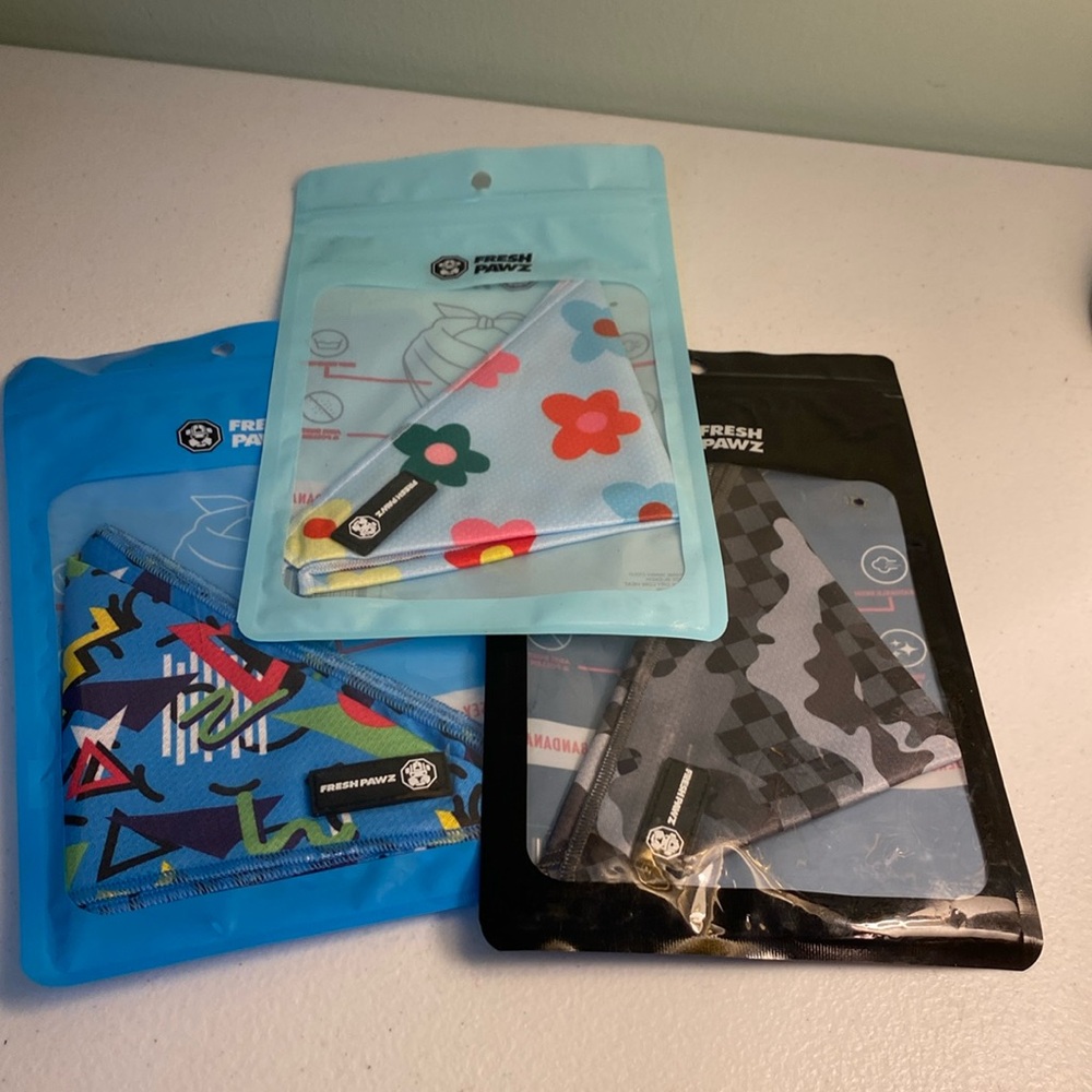 Fresh Pawz Jersey Mesh Fabric Cooling Bandana Set of 3